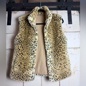 Glacca by Chadwicks‎ Leopard Print Faux Fur Reversible Full Zip Vest Size S